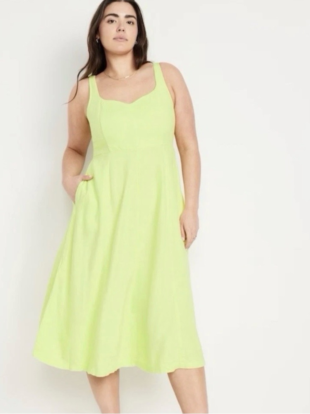 Old Navy linen lime midi dress Size XL
